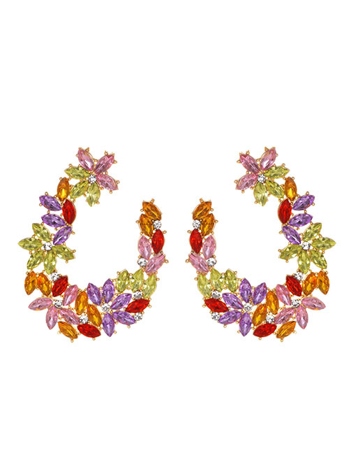 Fashion Color Alloy Studded U-shaped Earrings