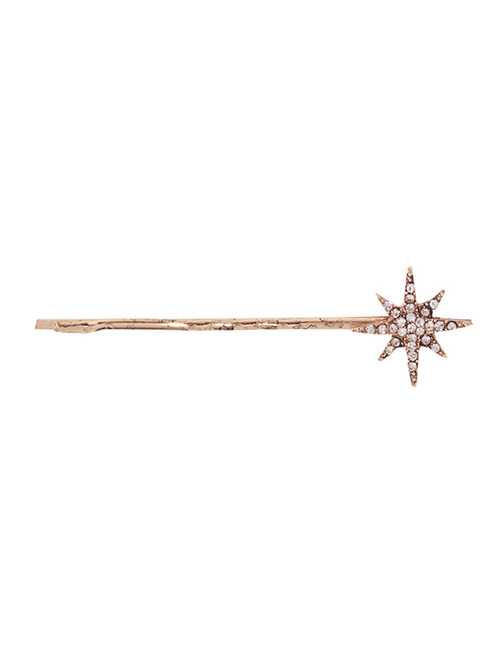 Fashion Seven-pointed Star Small Gold Alloy Diamond Hairpin