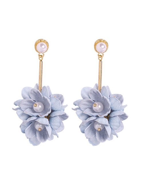 Fashion Light Blue (pearl) Alloy Pearl Flower Earrings