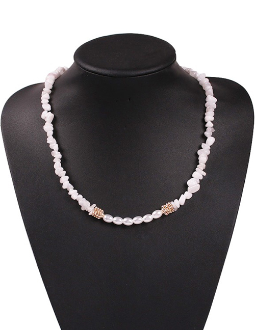 Fashion White Alloy Natural Stone Pearl Necklace
