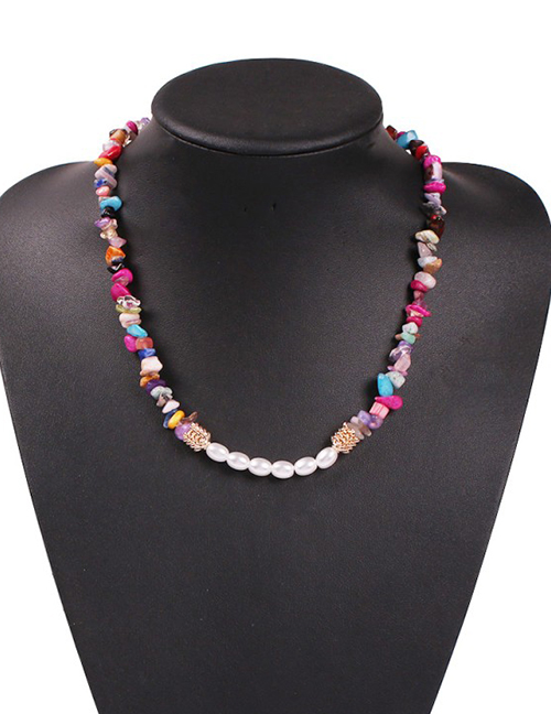 Fashion Colored Natural Stone Alloy Natural Stone Pearl Necklace