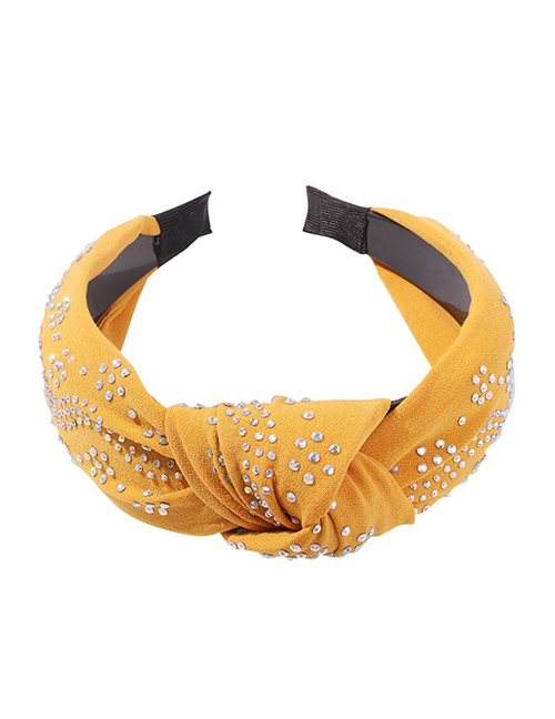 Fashion Yellow Chiffon-studded Knotted Headband