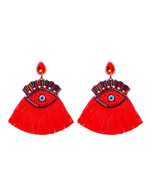Fashion Red Alloy Diamond Beads Beads Tassel Earrings