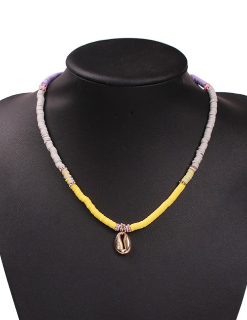 Fashion Purple Gray Yellow Shell Alloy Resin Shell Pearl Necklace
