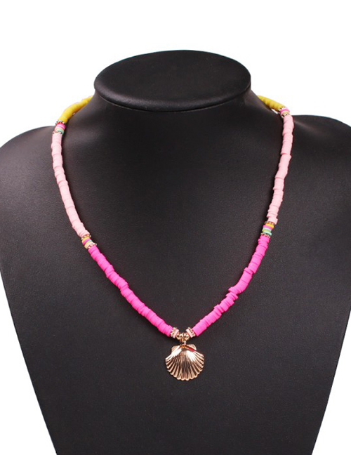 Fashion Yellow Powder Rose Red Shell Alloy Resin Shell Pearl Necklace