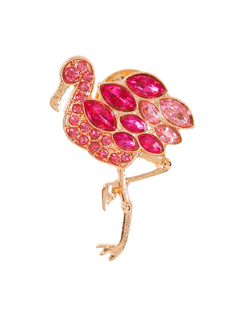 Fashion Flamingo Alloy Diamond Animal Brooch