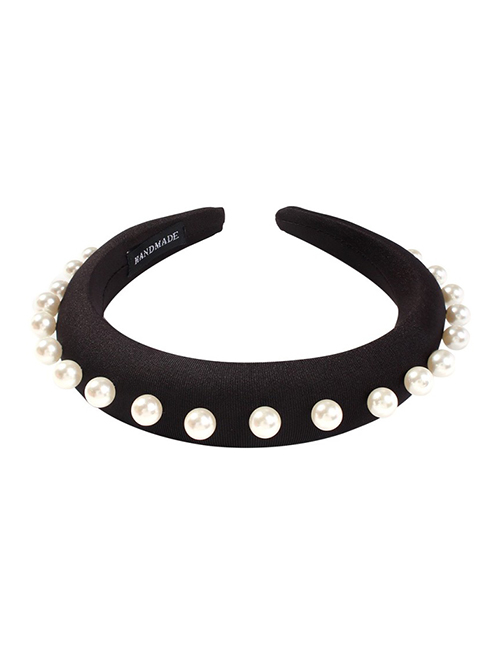 Fashion Black Sponge Cloth Pearl Headband