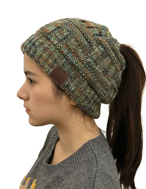 Fashion Colorful Green Ash Cc Labeling Knitted Wool Cap