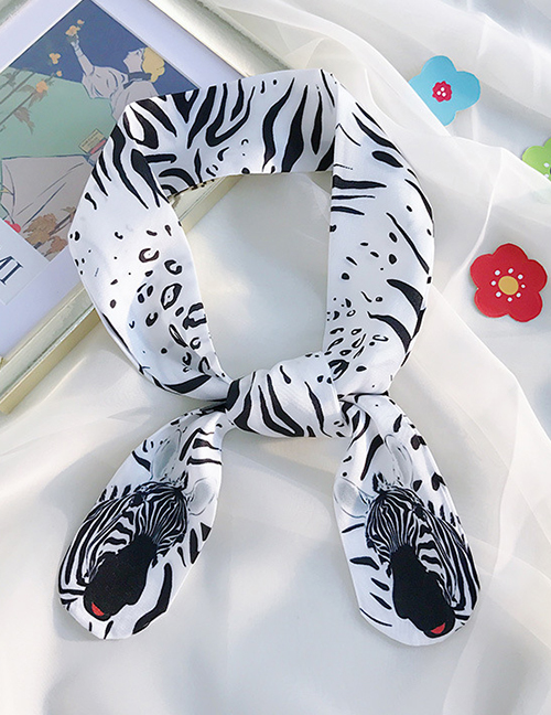 Fashion Zebra On White Animal Print Rounded Slender Cartoon Scarf