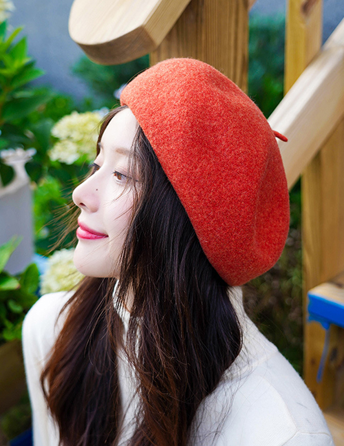 Fashion Upgraded Version Of Caramel Solid Color Wool Beret