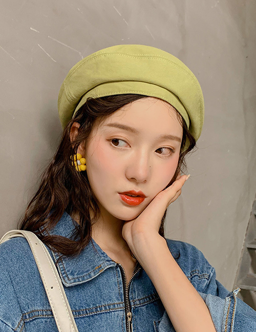 Fashion Solid Color Pleated Green Solid Color Flawless Beret
