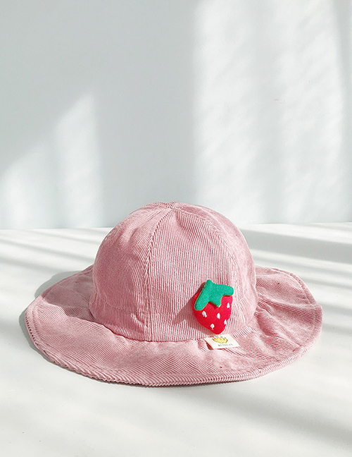 Fashion Drawstring Strawberry Pink Corduroy Child Fisherman Hat