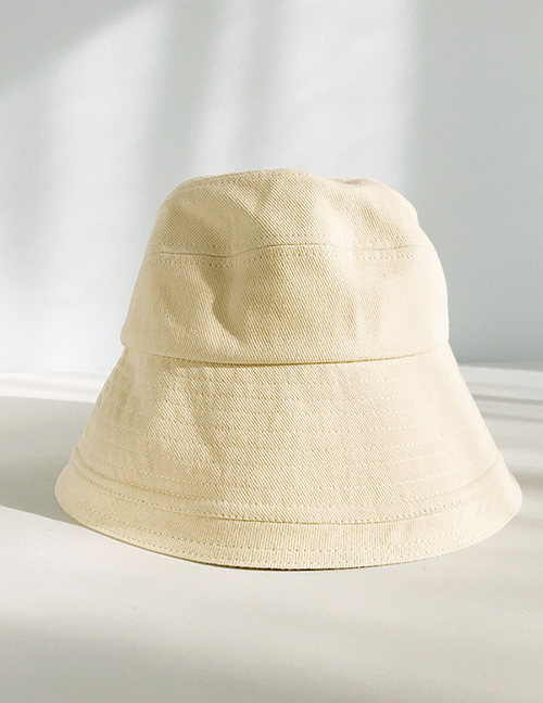 Fashion Sanding Bucket Cap Beige Solid Color Fisherman Hat
