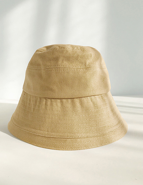 Fashion Sanding Bucket Cap Khaki Solid Color Fisherman Hat