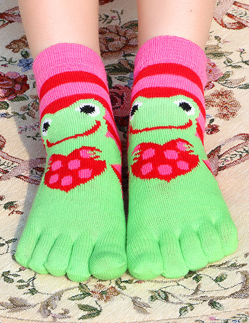 Fashion Frog Green Animal Cartoon Tube Toe Socks