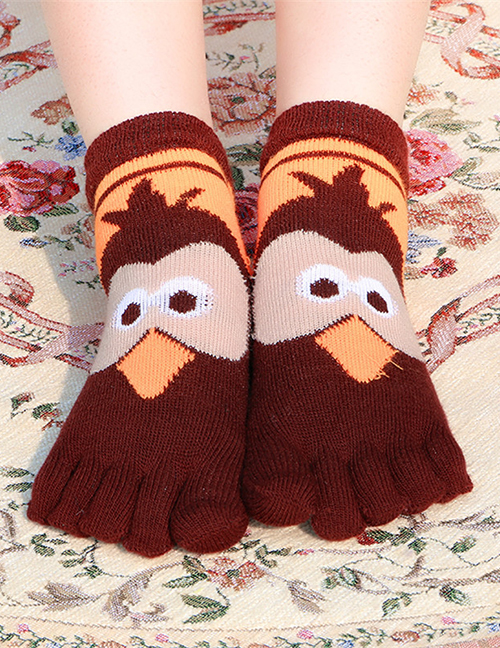 Fashion Bird Brown Animal Cartoon Tube Toe Socks