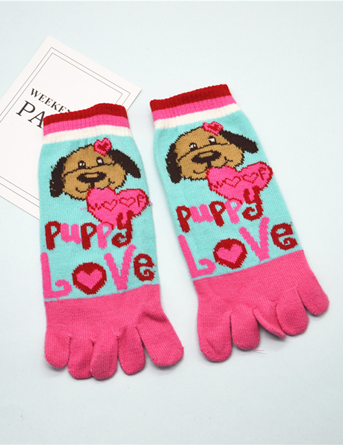Fashion Pink Puppy Animal Cartoon Tube Toe Socks