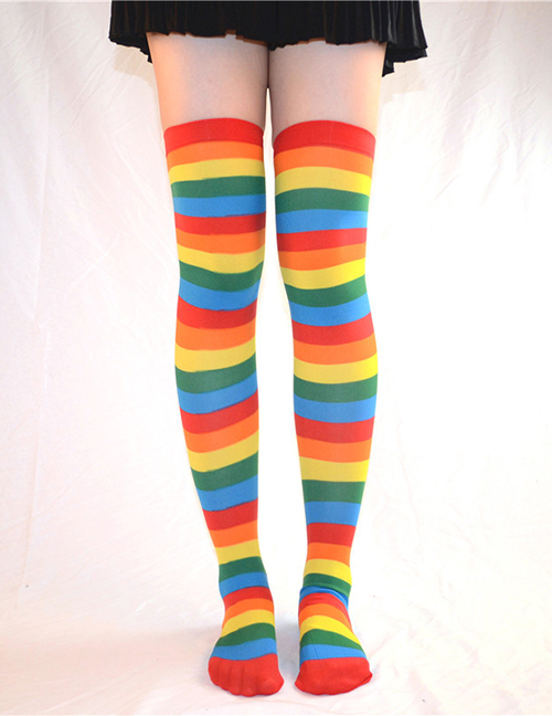 Fashion Color Stripe Striped Stockings