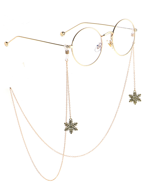 Fashion Gold Non-slip Metal Christmas Snowflake Glasses Chain