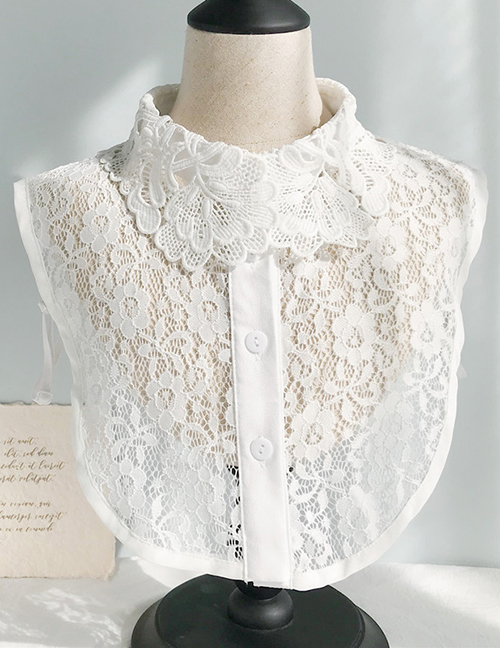 Fashion Lace Flowers D White Flower Lace Fake Collar