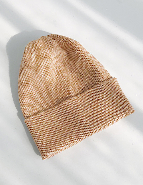 Fashion Light Board Thicker Camel Double Cuff Knitted Sweater Cap