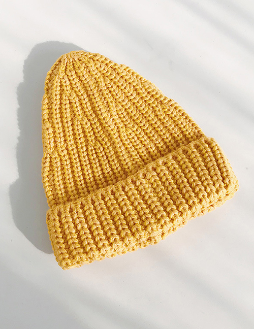 Fashion Large Version Of Blended Yellow Knitted Wool Cap