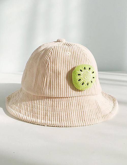 Fashion Kiwi Beige Corduroy Three-dimensional Fruit Baby Fisherman Hat