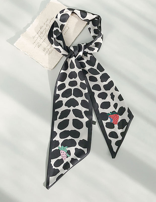 Fashion Mito Black Leopard Angled Print Scarf