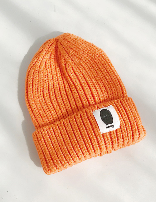 Fashion Handprinted Orange Cloth-knitted Baby Wool Hat