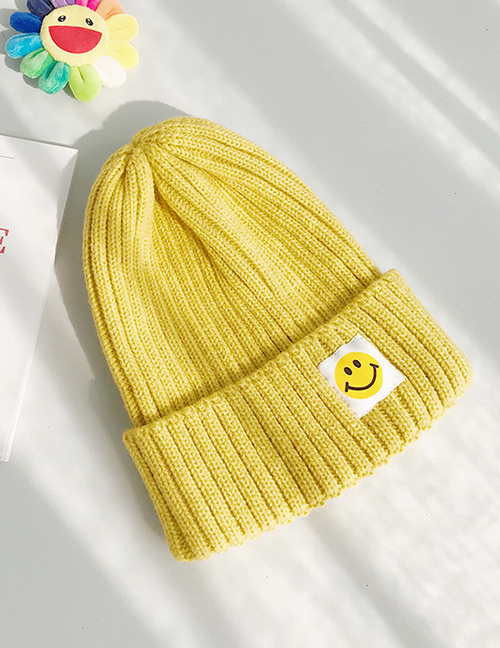Fashion Patch Smiley Turmeric Patch Smiley Wool Cap