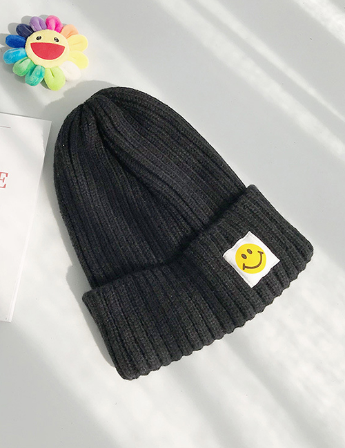 Fashion Patch Smiley Black Patch Smiley Wool Cap