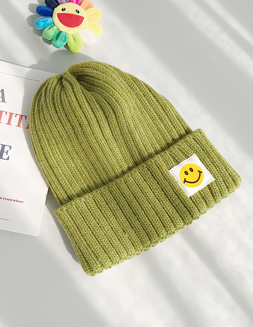 Fashion Patch Smiley Avocado Green Patch Smiley Wool Cap
