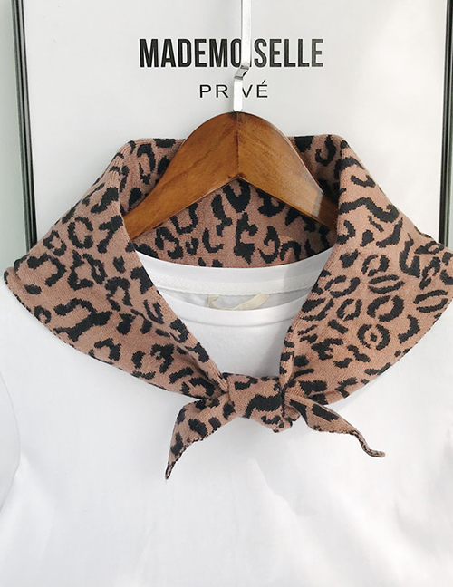 Fashion Leopard-print Diamond Coffee Knitted Color Triangle
