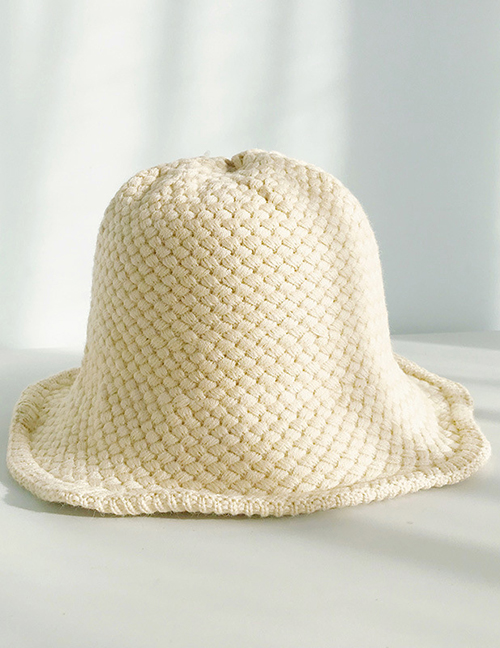 Fashion Bamboo Braided Beige Knitted Wool Cap