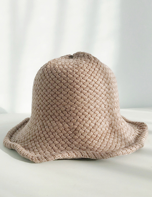 Fashion Bamboo Weave Khaki Knitted Wool Cap