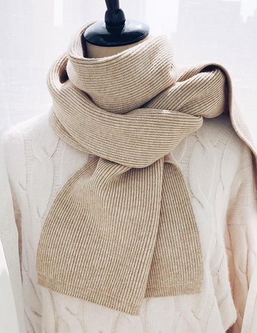 Fashion Knitted Monochrome Slab Beige Knitted Scarves