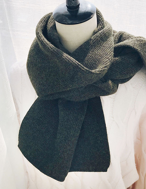Fashion Knitted Monochrome Plate Dark Green Knitted Scarves