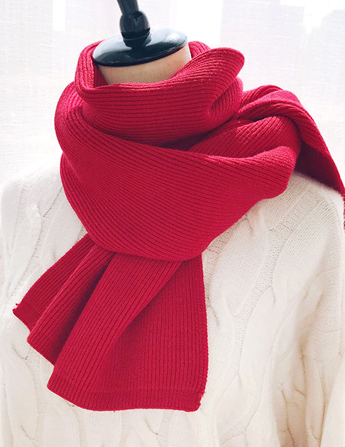 Fashion Knitted Monochrome Slab Red Knitted Scarves