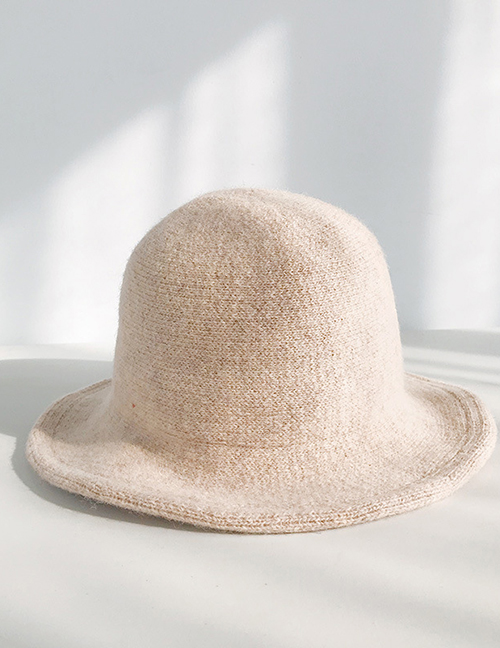 Fashion Brushed Light Board Knitted Beige Wool Knit Fisherman Hat