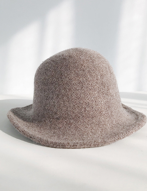Fashion Brushed Woven Khaki Wool Knit Fisherman Hat