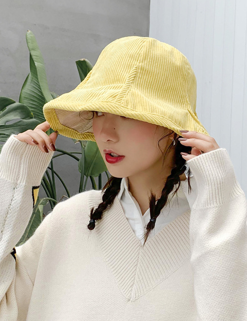 Fashion Corduroy Double-sided Yellow Corduroy Pit Strips On Both Sides Wearing Fisherman Hats