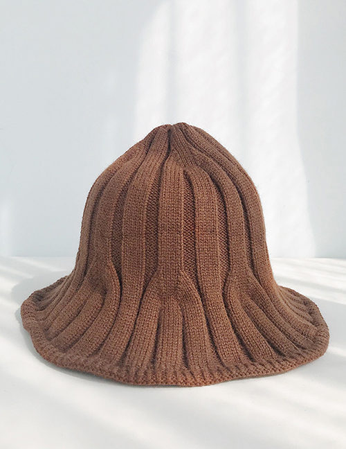 Fashion Wide Knit Brown Striped Knit Wool Hat