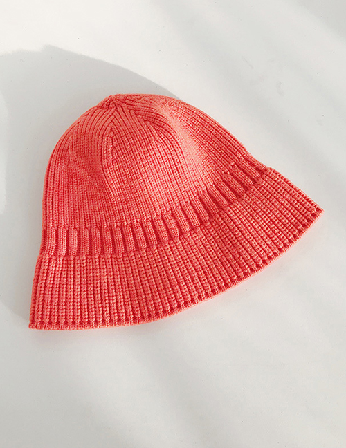 Fashion Wool Bucket Cap Orange Powder Knit Fisherman Hat