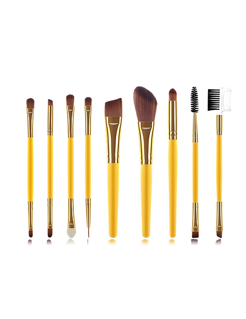 Fashion Yellow 9 Stick Makeup Brush