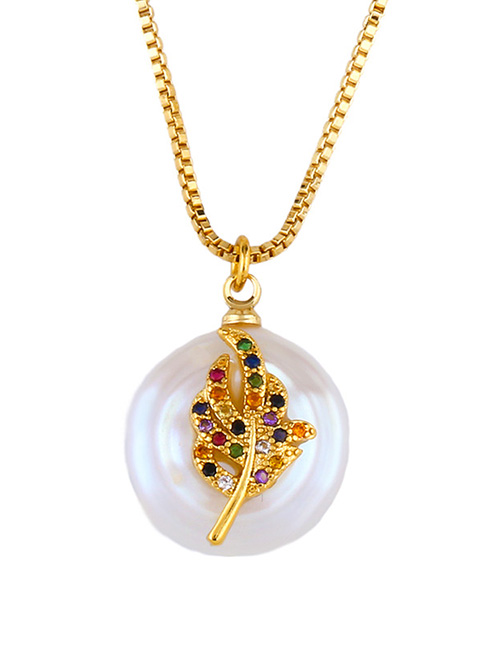 Fashion Maple Leaf Natural Pearl Diamond Animal Necklace