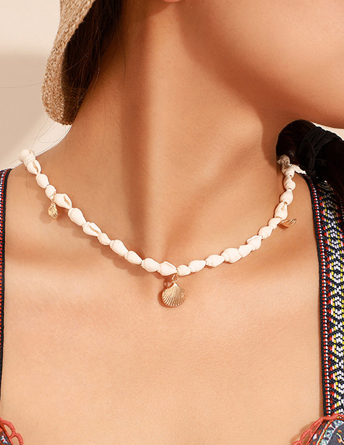Fashion White Alloy Shell Conch Necklace
