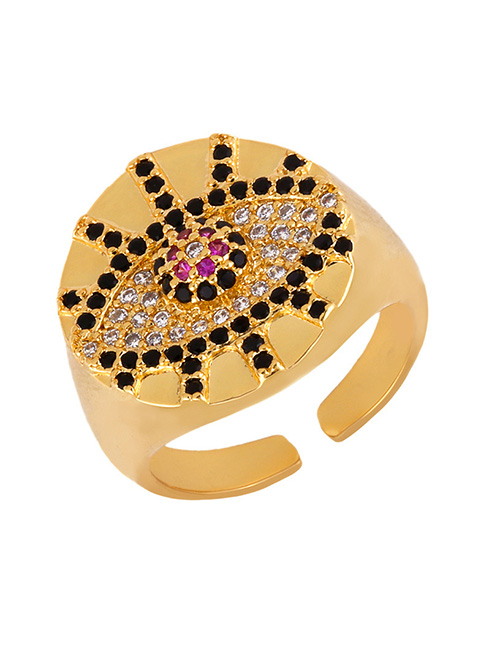 Fashion Gold Open Eye With Zircon Ring