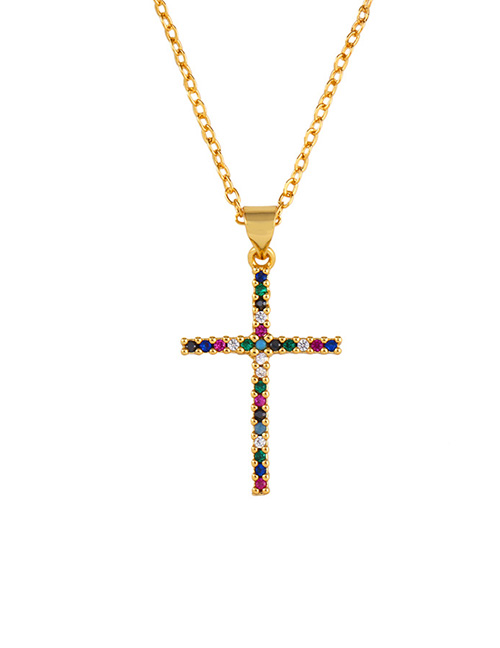 Fashion Cross Cross Love Diamond Studded Zircon Necklace