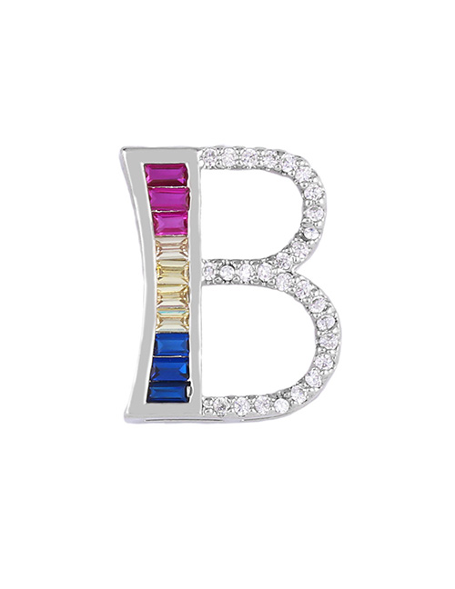 Fashion Silver B English Alphabet Set With Zircon Necklace