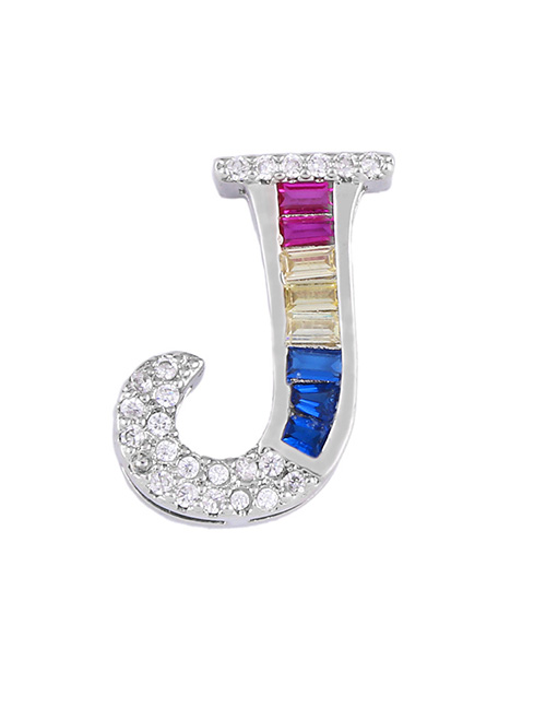 Fashion Silver J English Alphabet Set With Zircon Necklace